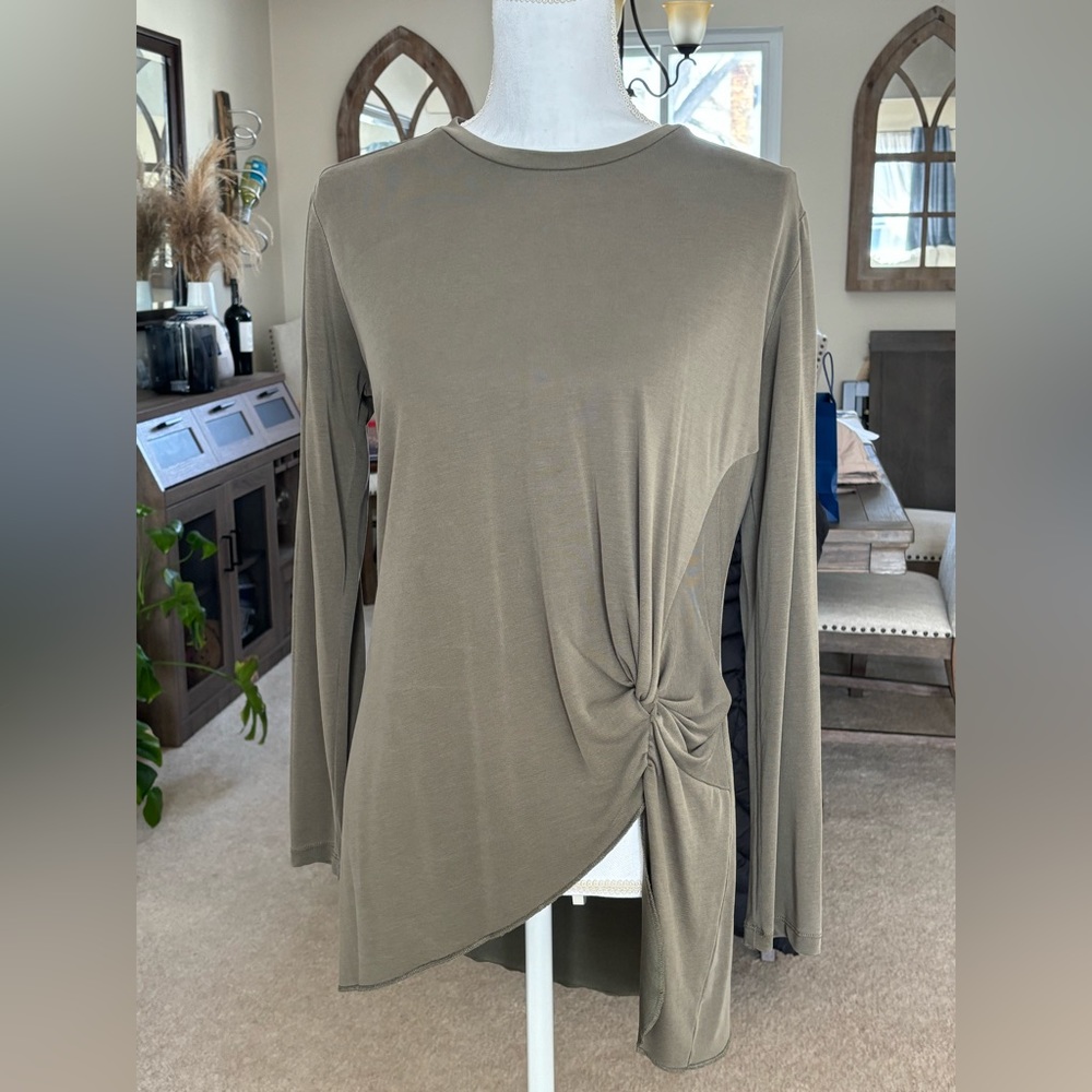 Catherine Malandrino Olive Green Long Sleeve Tunic Top
